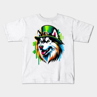 Siberian Husky Sports Leprechaun Hat for St. Patrick's Kids T-Shirt